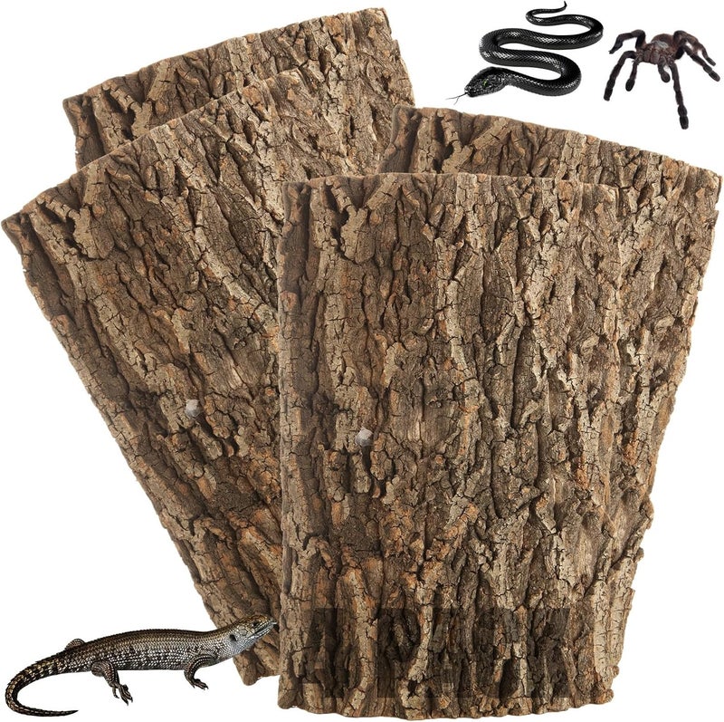 RHBLME 4 Pack Cork Bark, 11.8" L x 7.8" W Cork Bark for Reptiles, Cork Bark for Terrarium, Reptile Tank Background Terrarium Backdrop Wall Decor Natural Reptile Climbing Mat - Image 1